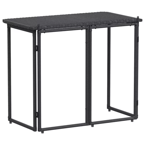  fekete polyrattan összecsukható kerti asztal 90x51x75 cm