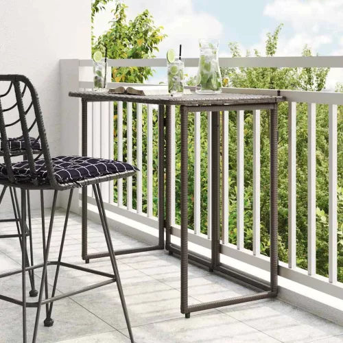  barna polyrattan összecsukható kerti asztal 90x51x75 cm
