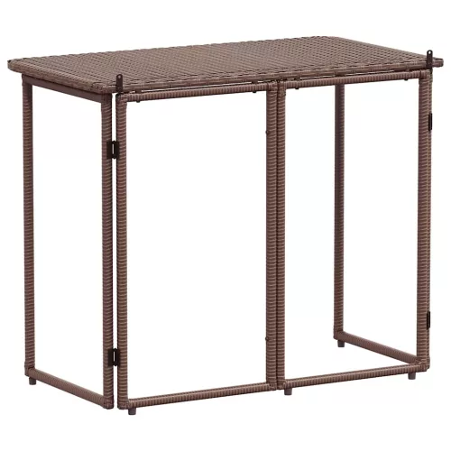  barna polyrattan összecsukható kerti asztal 90x51x75 cm