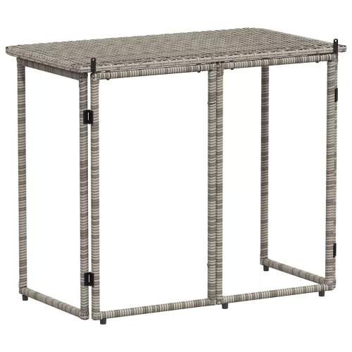  szürke polyrattan összecsukható kerti asztal 90x51x75 cm