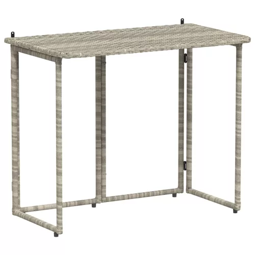  világosszürke polyrattan összecsukható kerti asztal 90x51x75 cm