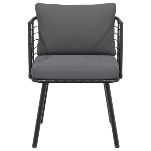  fekete polyrattan kerti szék párnákkal