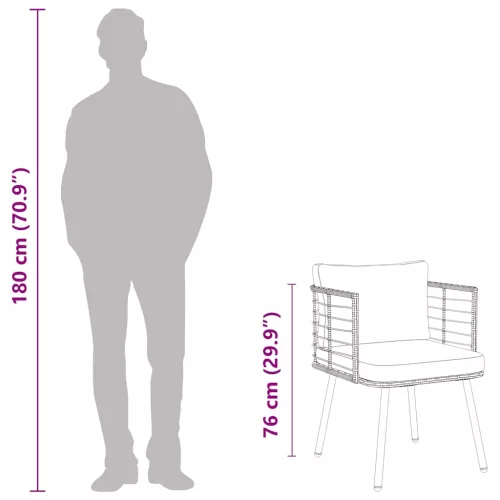 fekete polyrattan kerti szék párnákkal