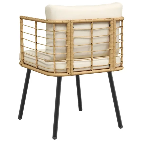  természetes polyrattan kerti szék párnákkal