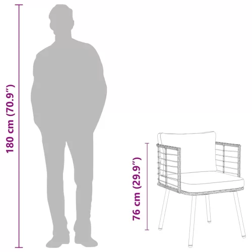  természetes polyrattan kerti szék párnákkal