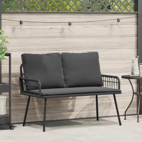 Kerti Pad Fekete 114x64x78 cm Polirattan