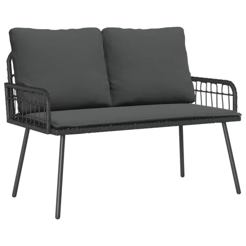  Kerti Pad Fekete 114x64x78 cm Polirattan