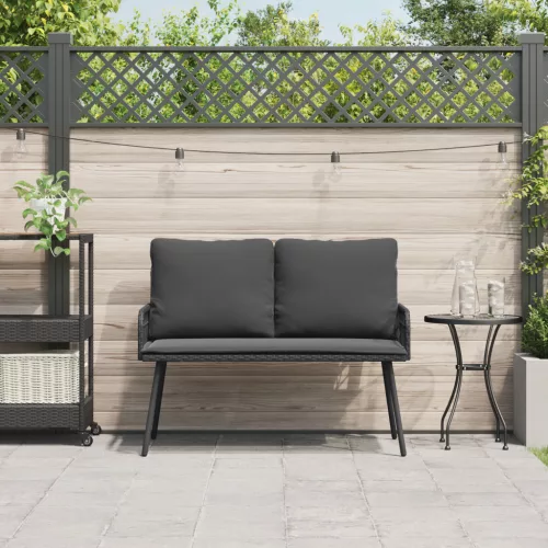  Kerti Pad Fekete 114x64x78 cm Polirattan