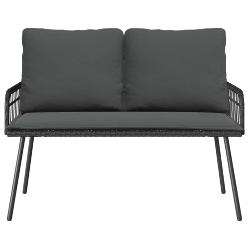  Kerti Pad Fekete 114x64x78 cm Polirattan