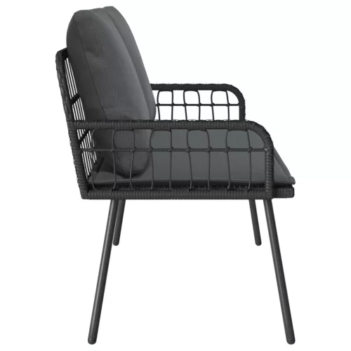  Kerti Pad Fekete 114x64x78 cm Polirattan