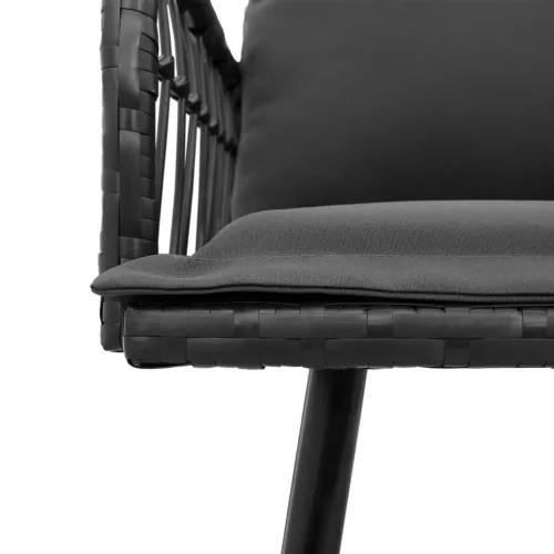  Kerti Pad Fekete 114x64x78 cm Polirattan