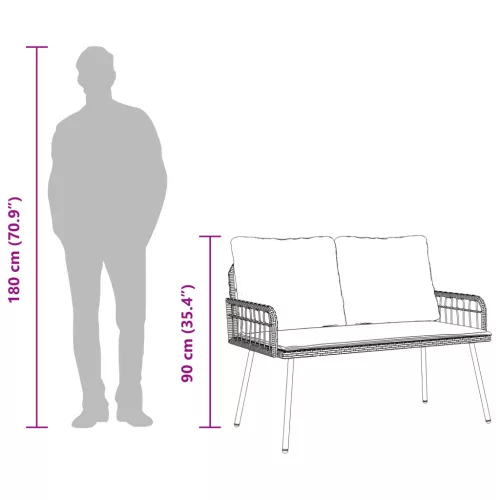  Kerti Pad Fekete 114x64x78 cm Polirattan
