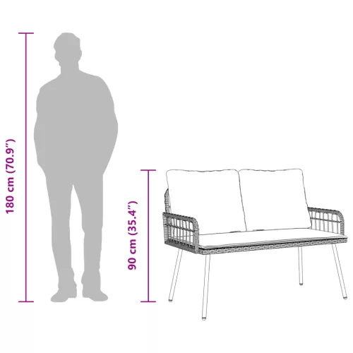  Kerti Pad Natúr 114x64x78 cm Polirattan