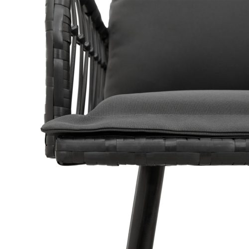  L-alakú kanapé Fekete 231x173x78 cm Polirattan