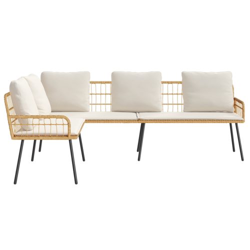  L-alakú kanapé természetes 231x173x78 cm polirattan