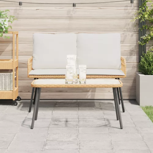  Dohányzóasztal Természetes 90 x 45 x 42 cm Polirattan