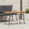  Étkezőasztal - Fekete, 110x55x62 cm, Tömör akácfából
