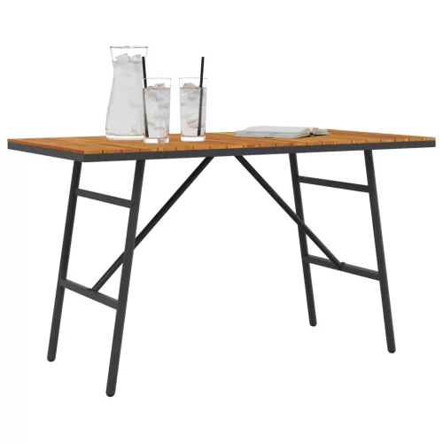  Étkezőasztal - Fekete, 110x55x62 cm, Tömör akácfából