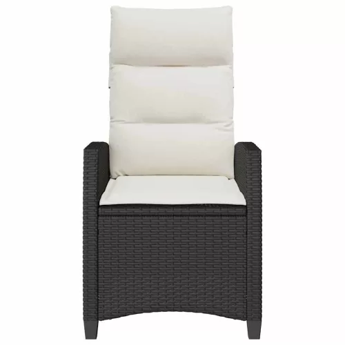  fekete polyrattan fekvő kerti szék oldalsó asztallal