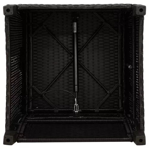  fekete polyrattan fekvő kerti szék oldalsó asztallal