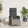  szürke polyrattan fekvő kerti szék oldalsó asztallal