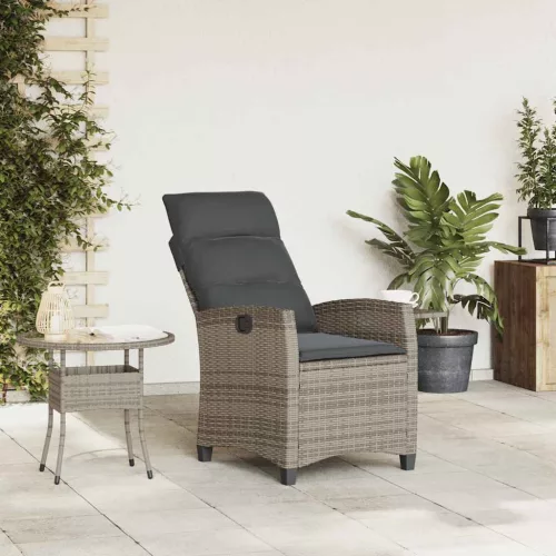  szürke polyrattan fekvő kerti szék oldalsó asztallal