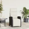  fekete polyrattan fekvő kerti szék oldalsó asztallal
