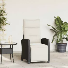  fekete polyrattan fekvő kerti szék oldalsó asztallal
