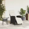  fekete polyrattan fekvő kerti szék oldalsó asztallal