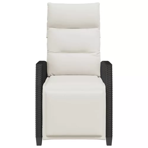  fekete polyrattan fekvő kerti szék oldalsó asztallal