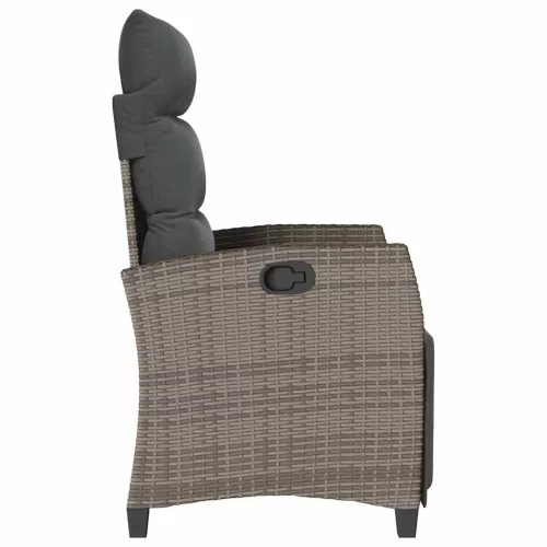  szürke polyrattan fekvő kerti szék oldalsó asztallal