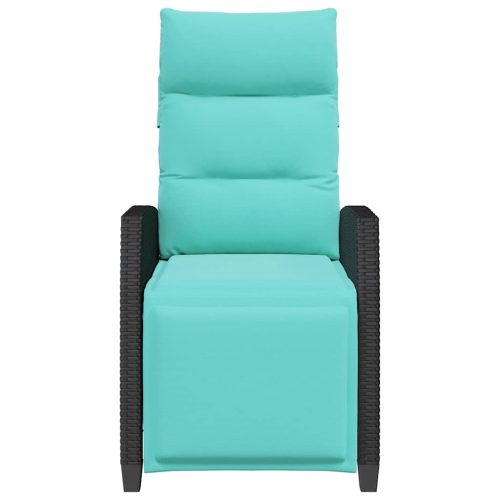  fekete polyrattan fekvő kerti szék oldalsó asztallal