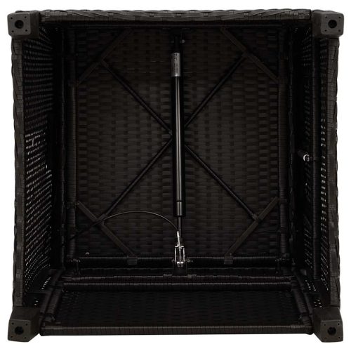  fekete polyrattan fekvő kerti szék oldalsó asztallal