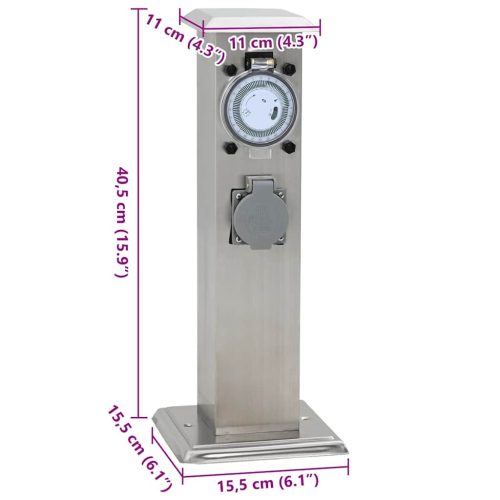 Rozsdamentes Acél Kert Oszlop Időzítővel