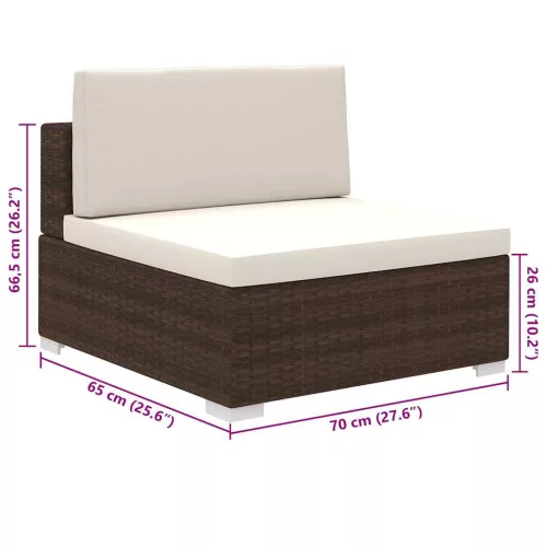  8-részes barna polyrattan kerti bútorszett párnákkal