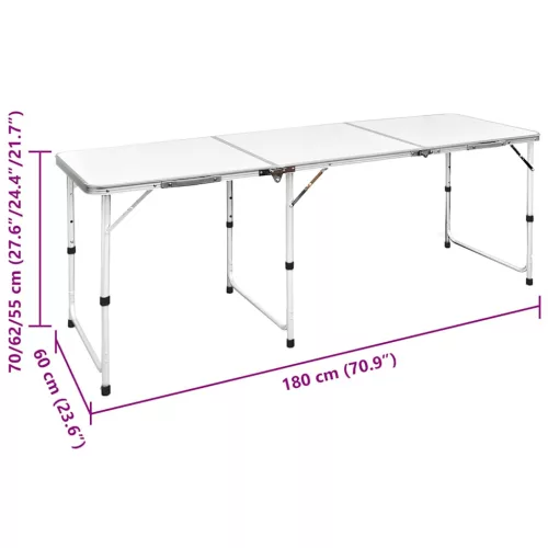 Összecsukható állítható magasságú 6 székes kempingasztalszett 180x60cm
