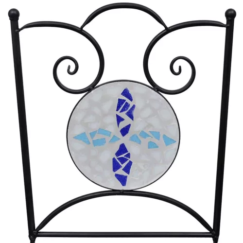  2 db kék és fehér összecsukható kerámia kerti szék