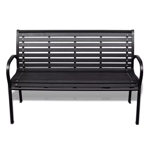  fekete acél és WPC kerti pad 125 cm
