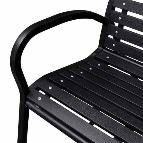  fekete acél és WPC kerti pad 125 cm