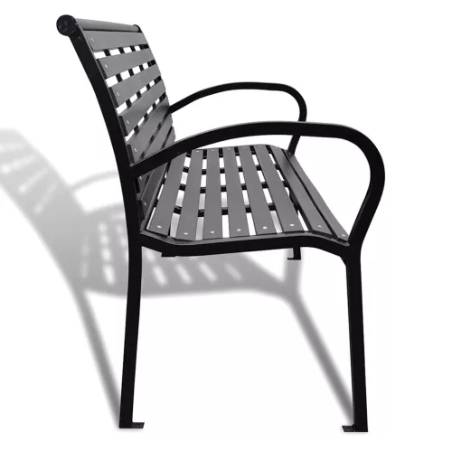  fekete acél és WPC kerti pad 125 cm