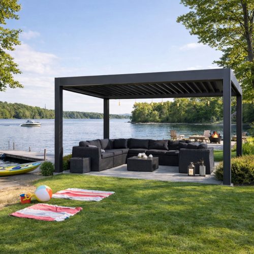 3x4m motoros Bioklimatikus exkluzív kerti pergola / pavilon viharálló-ANTRACIT