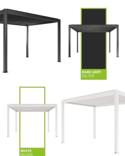 3x4m motoros Bioklimatikus exkluzív kerti pergola / pavilon viharálló-ANTRACIT