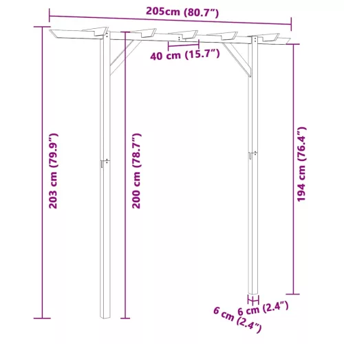  fa kerti pergola 205 x 40 x 203 cm