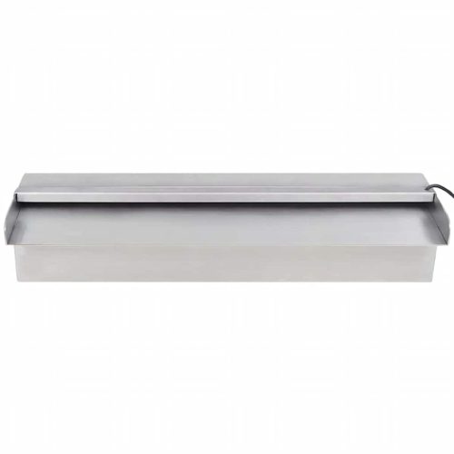 Négyszögletes rozsdamentes acél medence szökőkút LED fényekkel 45 cm