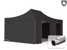   Professional összecsukható sátor PROFESSIONAL 620g/m2 tűzálló ponyvával, alumínium szerkezettel, 4 oldalfallal, ablak nélkül - 4x6m fekete