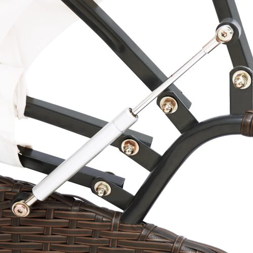  barna polyrattan kültéri napozóágy tetővel