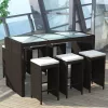  7 darabos barna polyrattan kerti bárszett párnákkal
