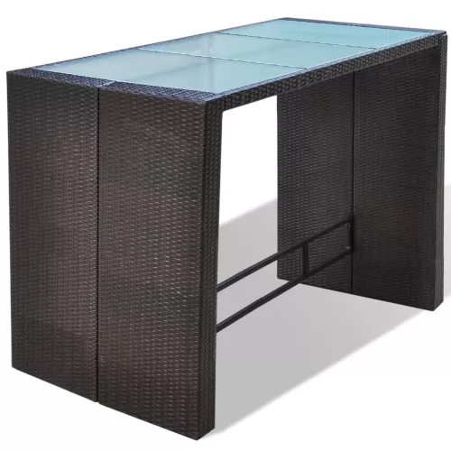  7 darabos barna polyrattan kerti bárszett párnákkal