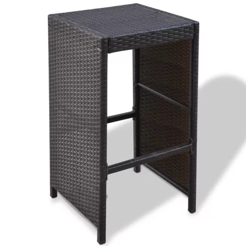  7 darabos barna polyrattan kerti bárszett párnákkal
