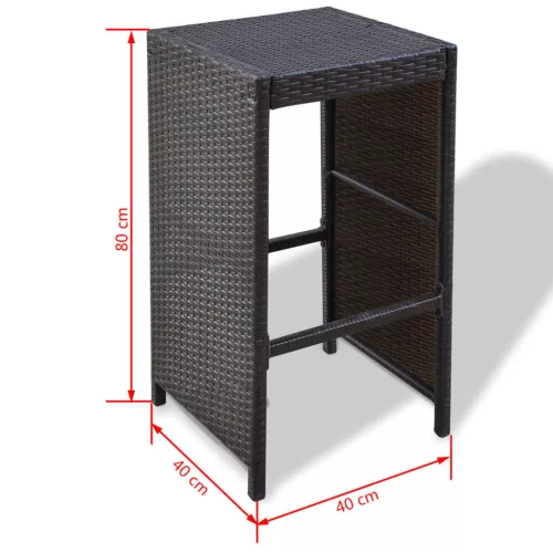  7 darabos barna polyrattan kerti bárszett párnákkal